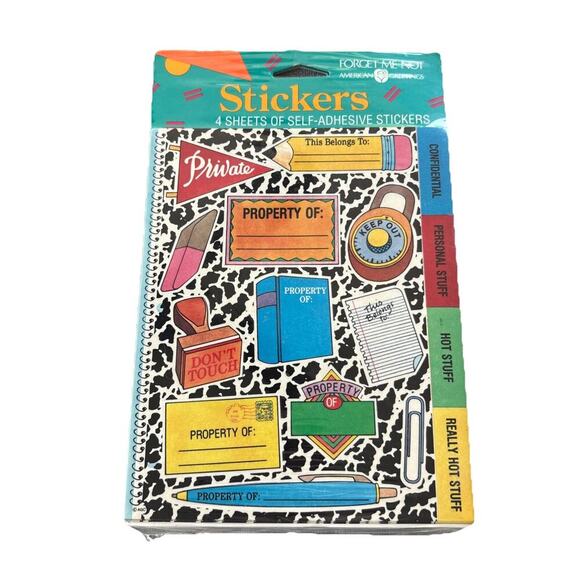 Carlton Cards Other - NEW Vintage Carlton Cards Personalized Property Of This Belongs To Stickers 80's